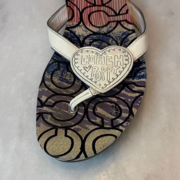 Coach Women's Poppy Patent Leather Sandals with Multicolor Scribble Logo Pattern - Picture 7 of 13